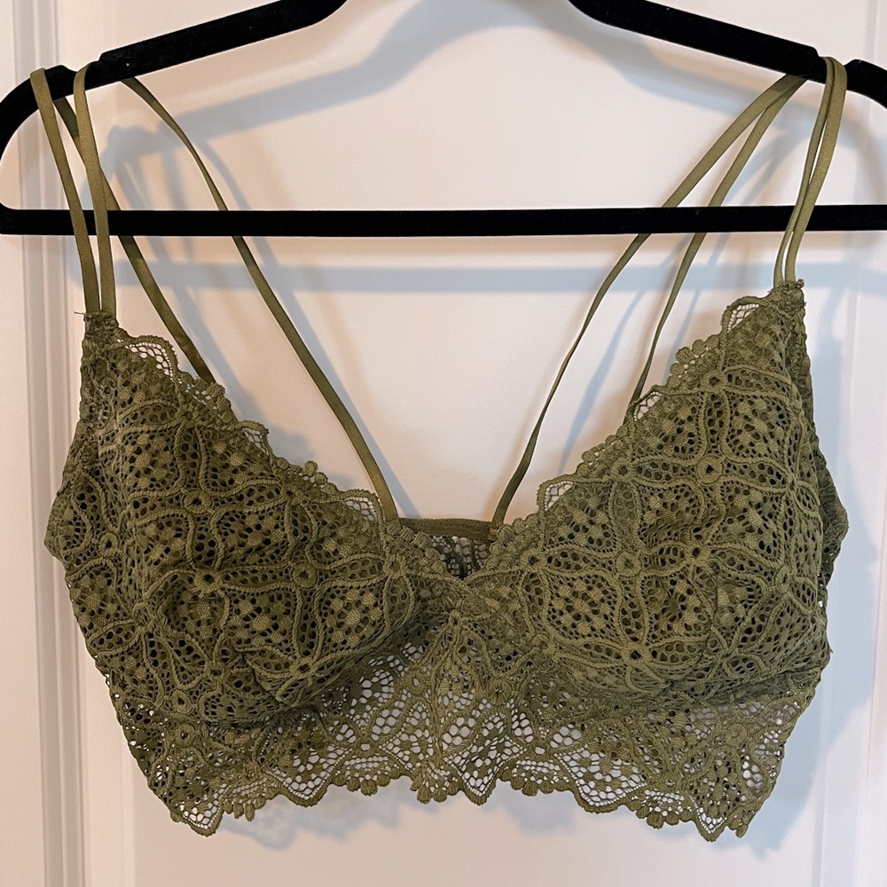 Auden Green Floral Lace Bralette Size XL